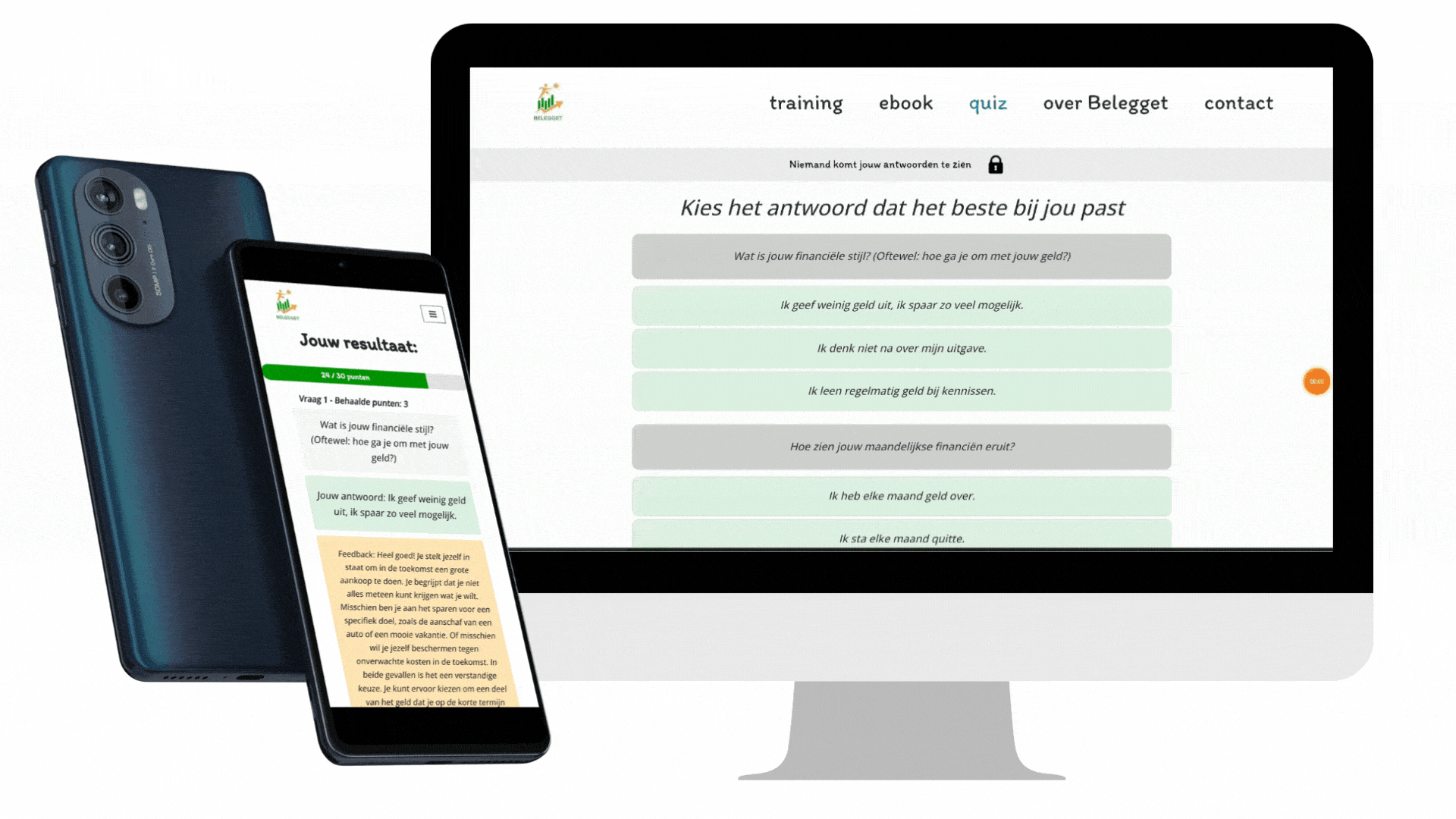 Quiz Belegget quiz mockup